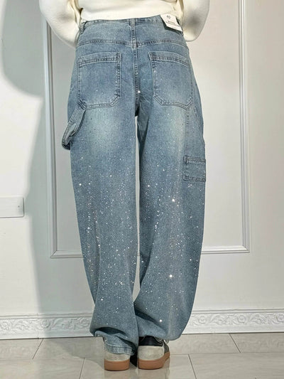Jolene - Pantalon taille haute, jambes larges et poches boutonnées