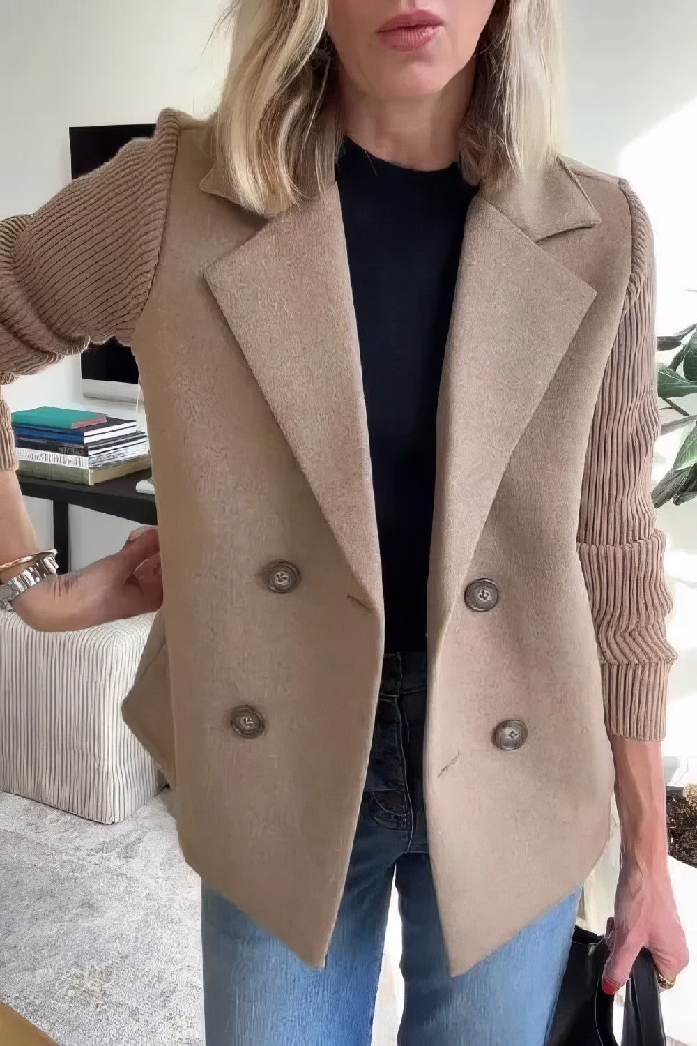 CLAIRE | Cardigan Long avec Manches Patchwork