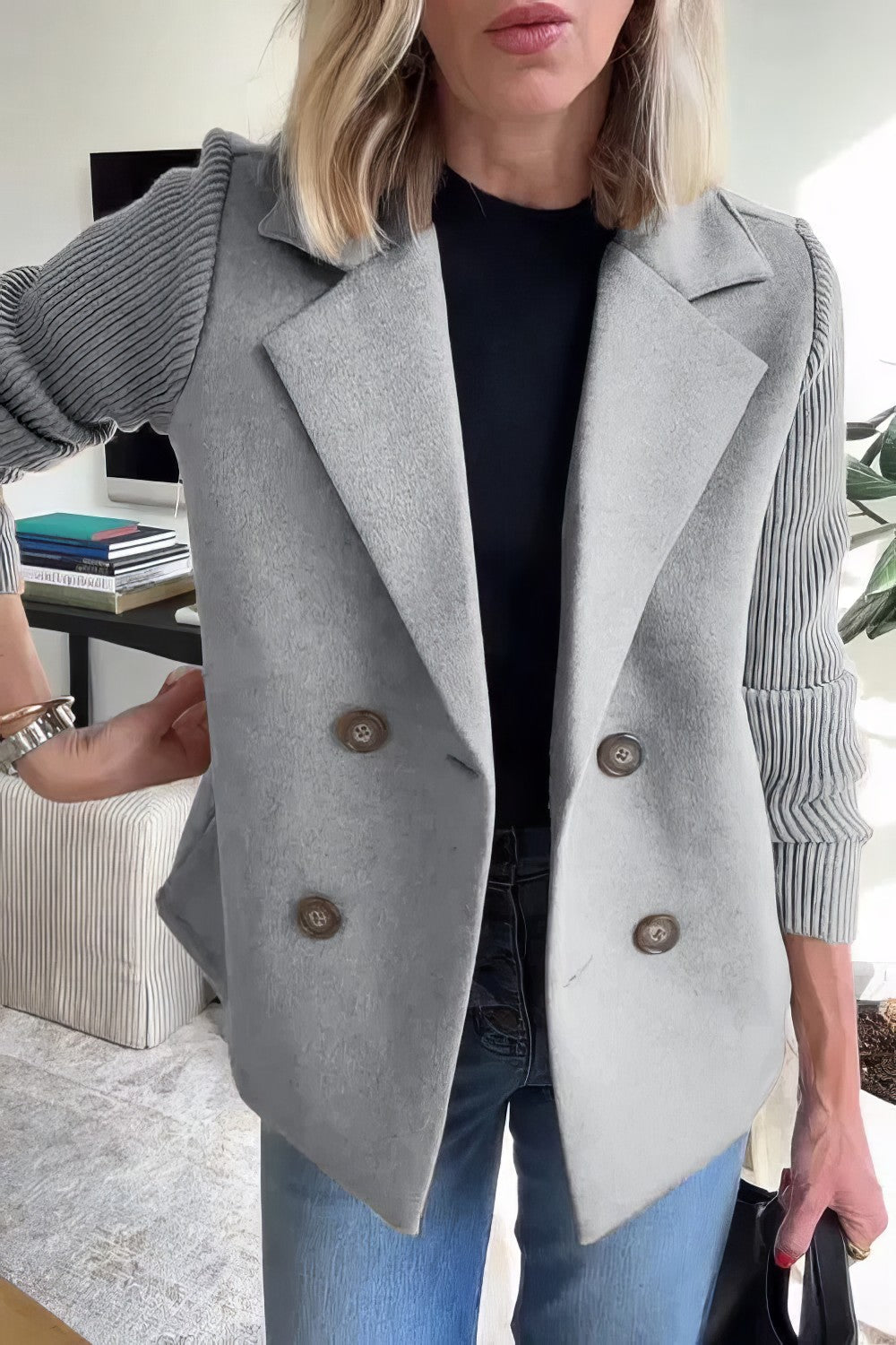 CLAIRE | Cardigan Long avec Manches Patchwork